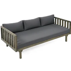Outdoor Acacia Wood Deep Seat Daybed Patio Furniture Set with Cushions & Table