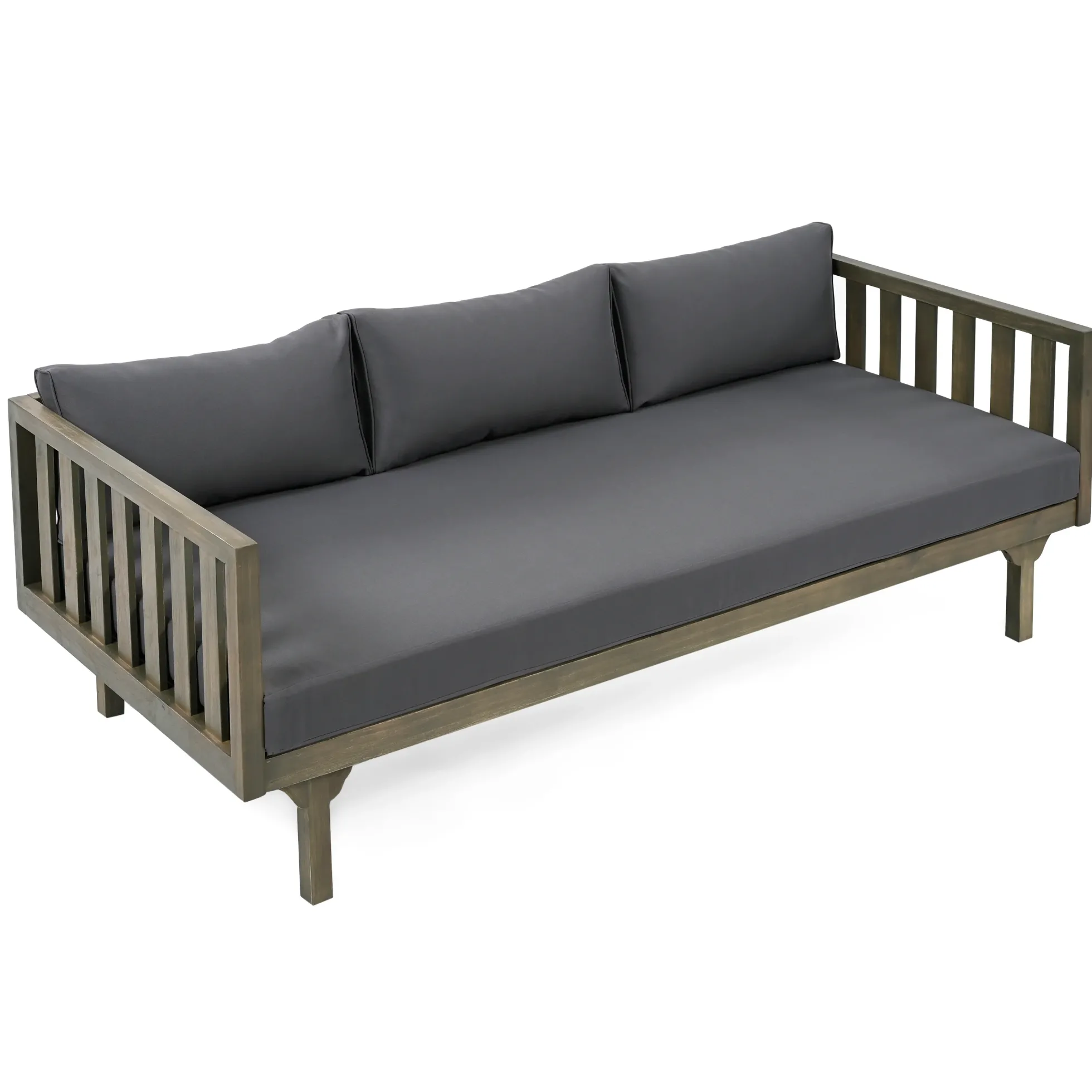 Outdoor Acacia Wood Deep Seat Daybed Patio Furniture Set with Cushions & Table