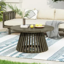 Outdoor Acacia Wood Deep Seat Daybed Patio Furniture Set with Cushions & Table