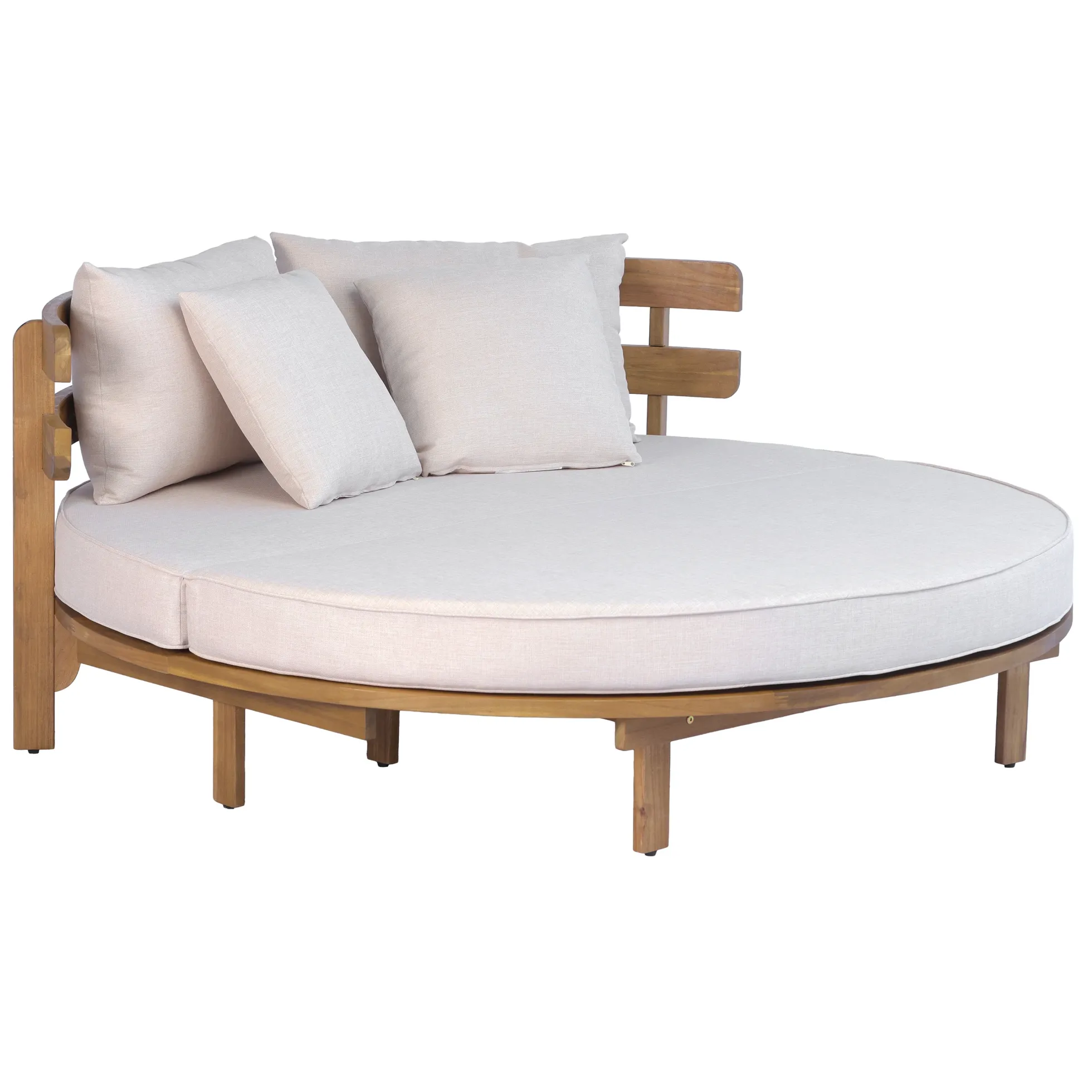 Outdoor Acacia Wood Round Lounger Daybed