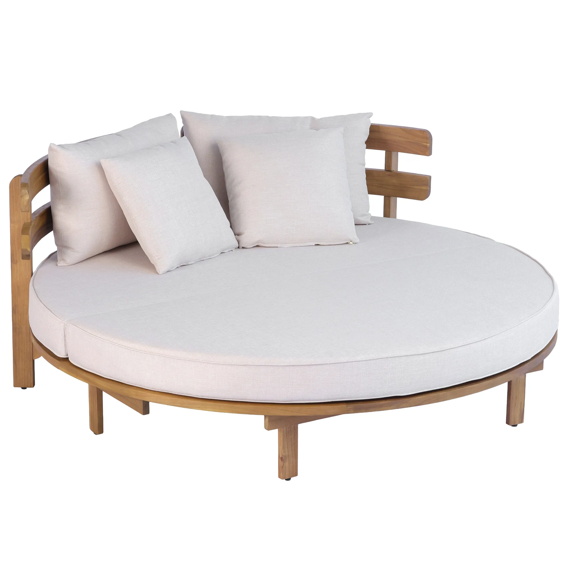 Outdoor Acacia Wood Round Lounger Daybed