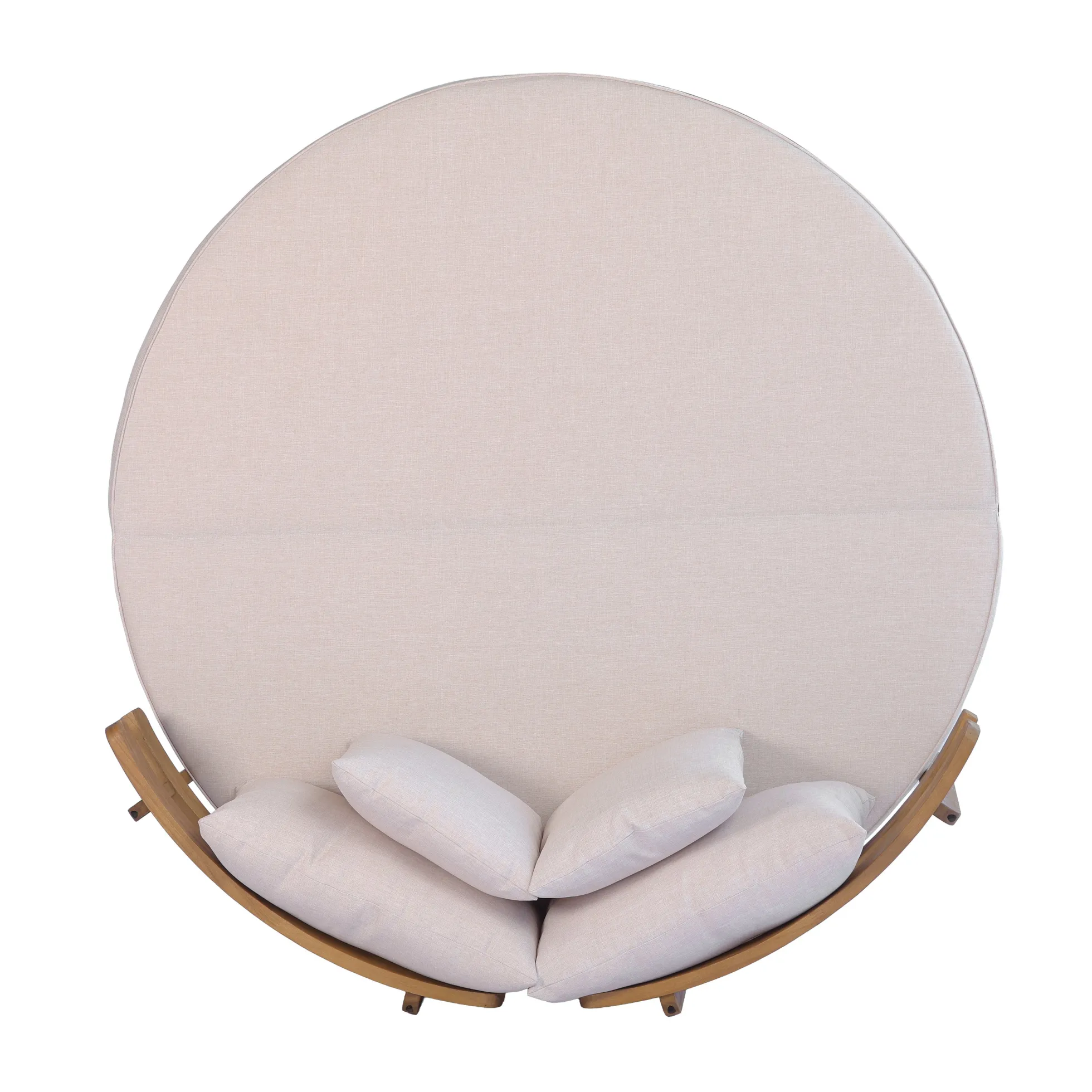 Outdoor Acacia Wood Round Lounger Daybed