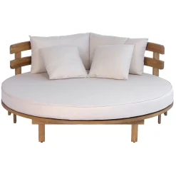 Outdoor Acacia Wood Round Lounger Daybed