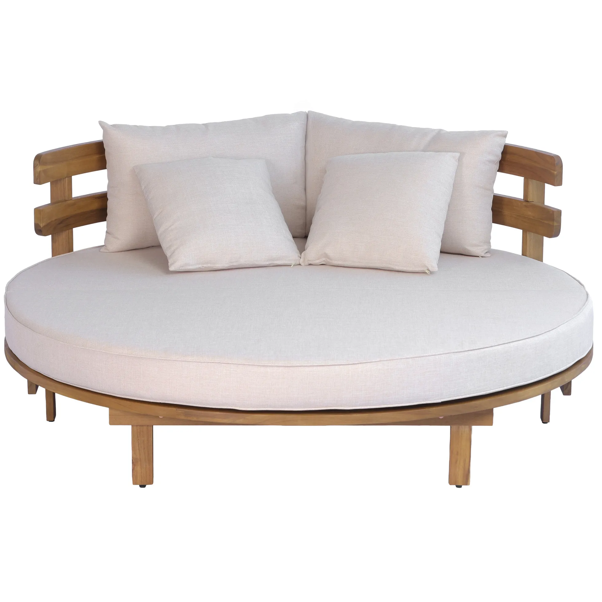 Outdoor Acacia Wood Round Lounger Daybed