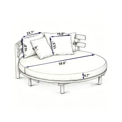 Outdoor Acacia Wood Round Lounger Daybed