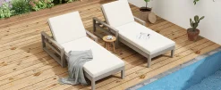 Outdoor Lounge Chair with Cushion & Adjustable Backrest