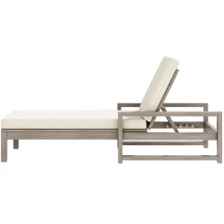 Outdoor Lounge Chair with Cushion & Adjustable Backrest