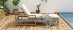 Outdoor Lounge Chair with Cushion & Adjustable Backrest