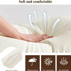 Outdoor Lounge Chair with Cushion & Adjustable Backrest