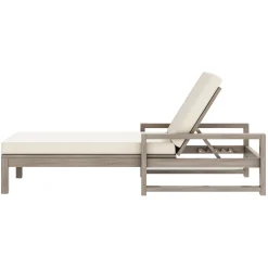 Outdoor Lounge Chair with Cushion & Adjustable Backrest