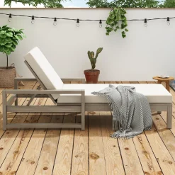 Outdoor Lounge Chair with Cushion & Adjustable Backrest