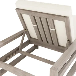 Outdoor Lounge Chair with Cushion & Adjustable Backrest