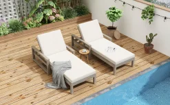 Outdoor Lounge Chair with Cushion & Adjustable Backrest