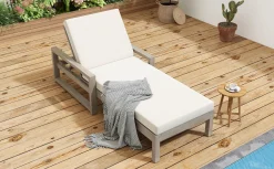 Outdoor Lounge Chair with Cushion & Adjustable Backrest