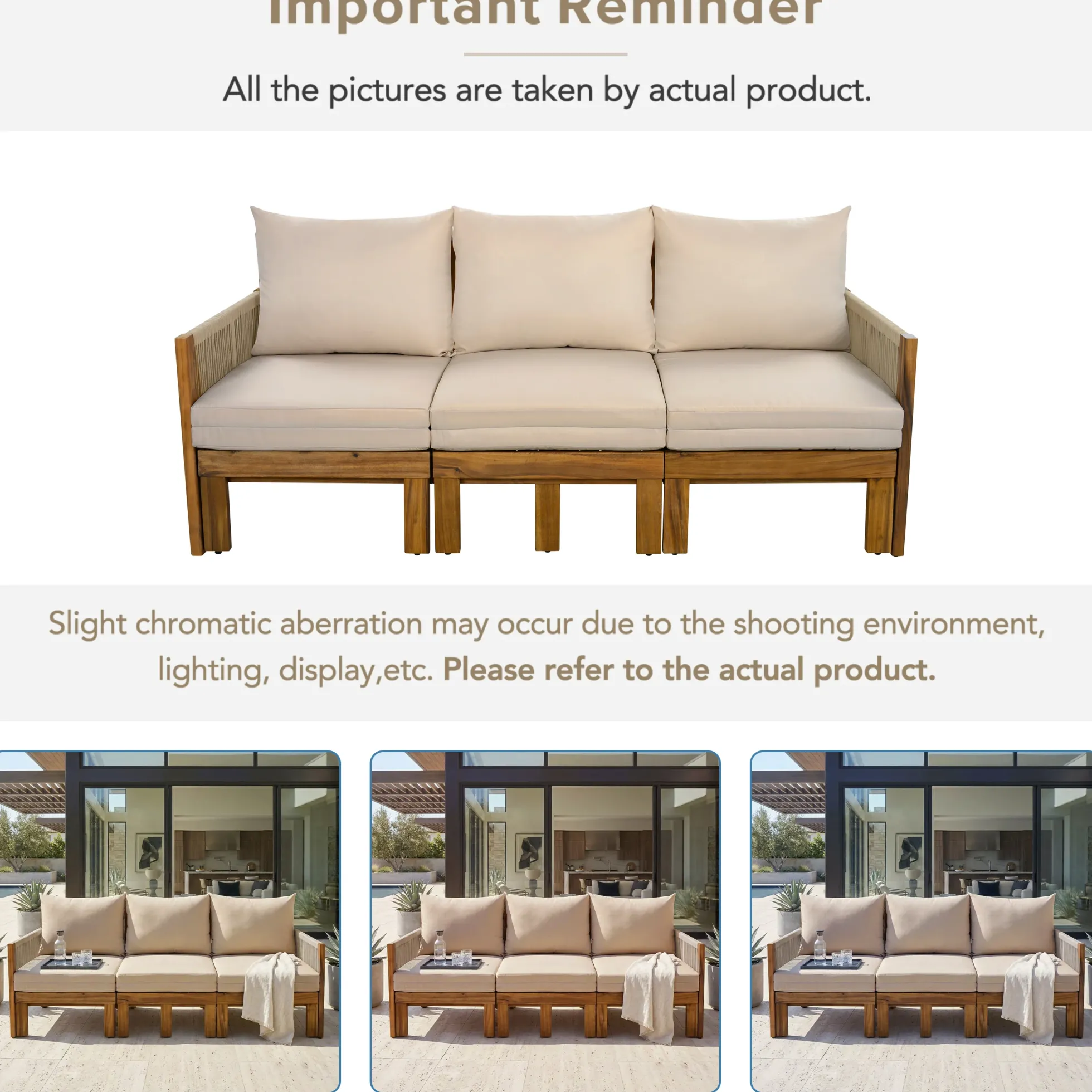 Outdoor Patio 3 Seat Sunbed Daybed Couch