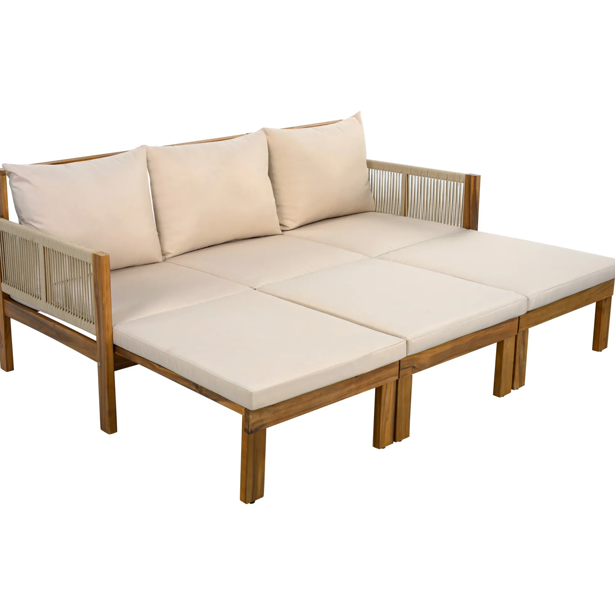 Outdoor Patio 3 Seat Sunbed Daybed Couch
