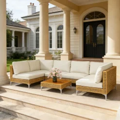 Outdoor Patio Modernist Modular Sectional Sofa 7 Piece Set