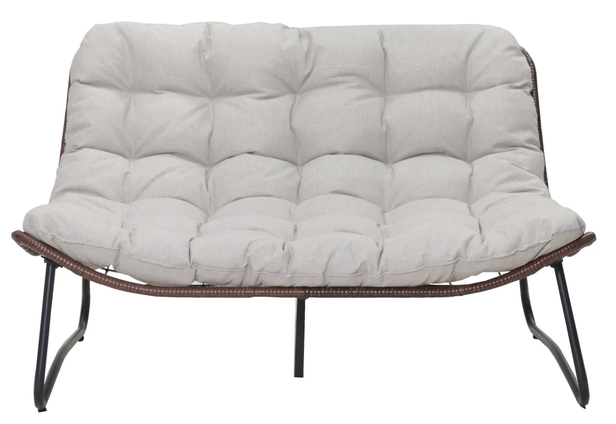 Outdoor Patio Papasan Loveseat Sofa with Luxury Thick Cushion