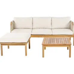 Outdoor Patio 3-piece Acacia Wood and Rope Sofa Set