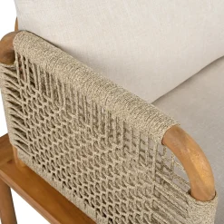 Outdoor Patio 3-piece Acacia Wood and Rope Sofa Set