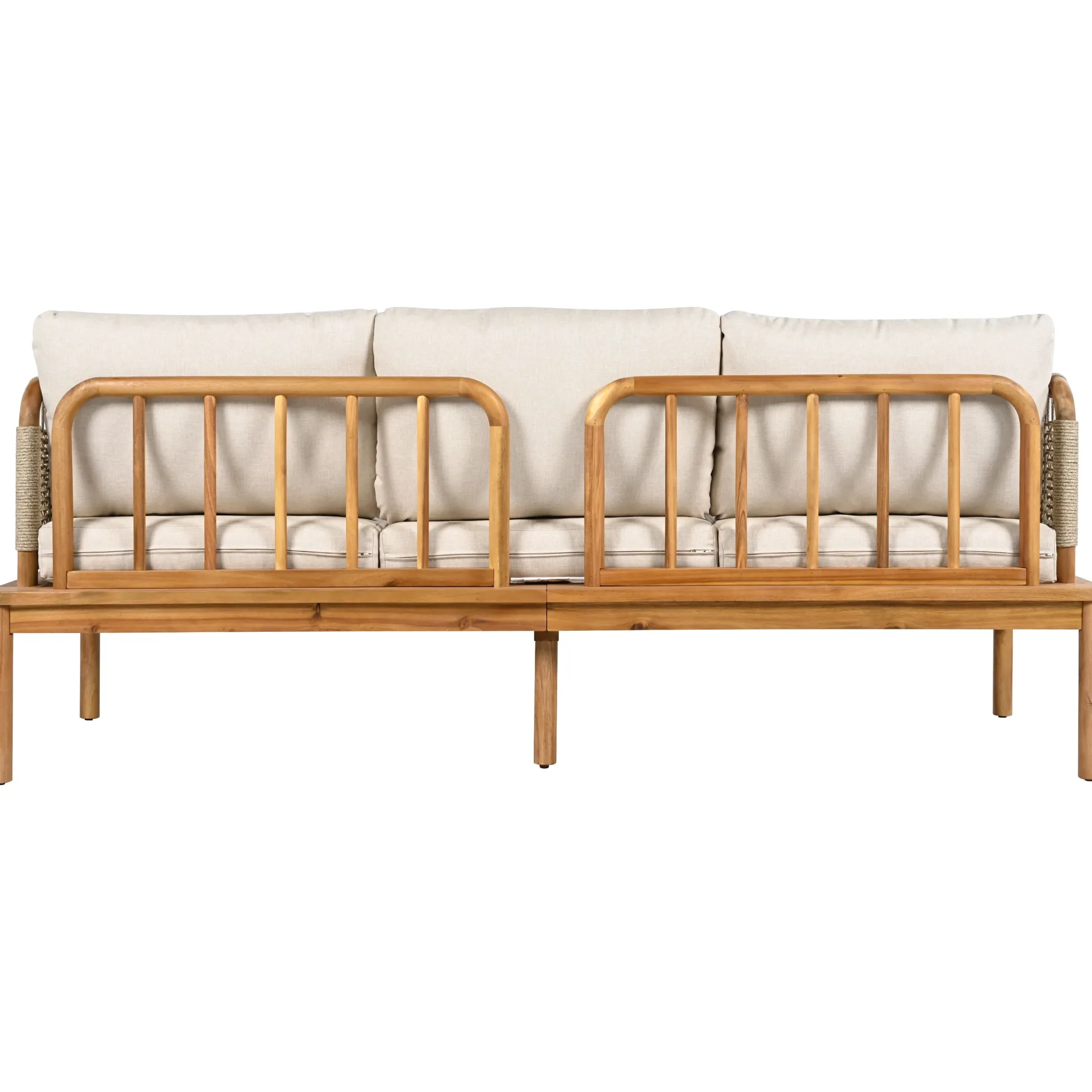 Outdoor Patio 3-piece Acacia Wood and Rope Sofa Set