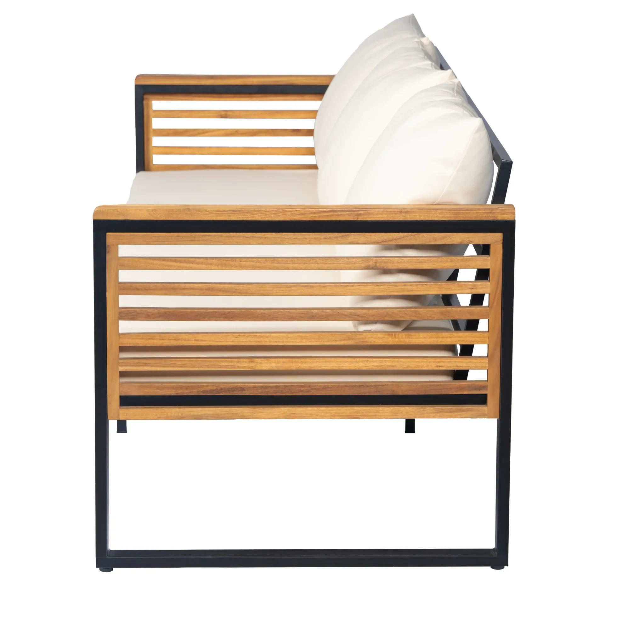 Outdoor Patio 3-piece Acacia Wood and Metal Sofa Set