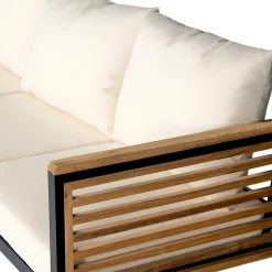 Outdoor Patio 3-piece Acacia Wood and Metal Sofa Set