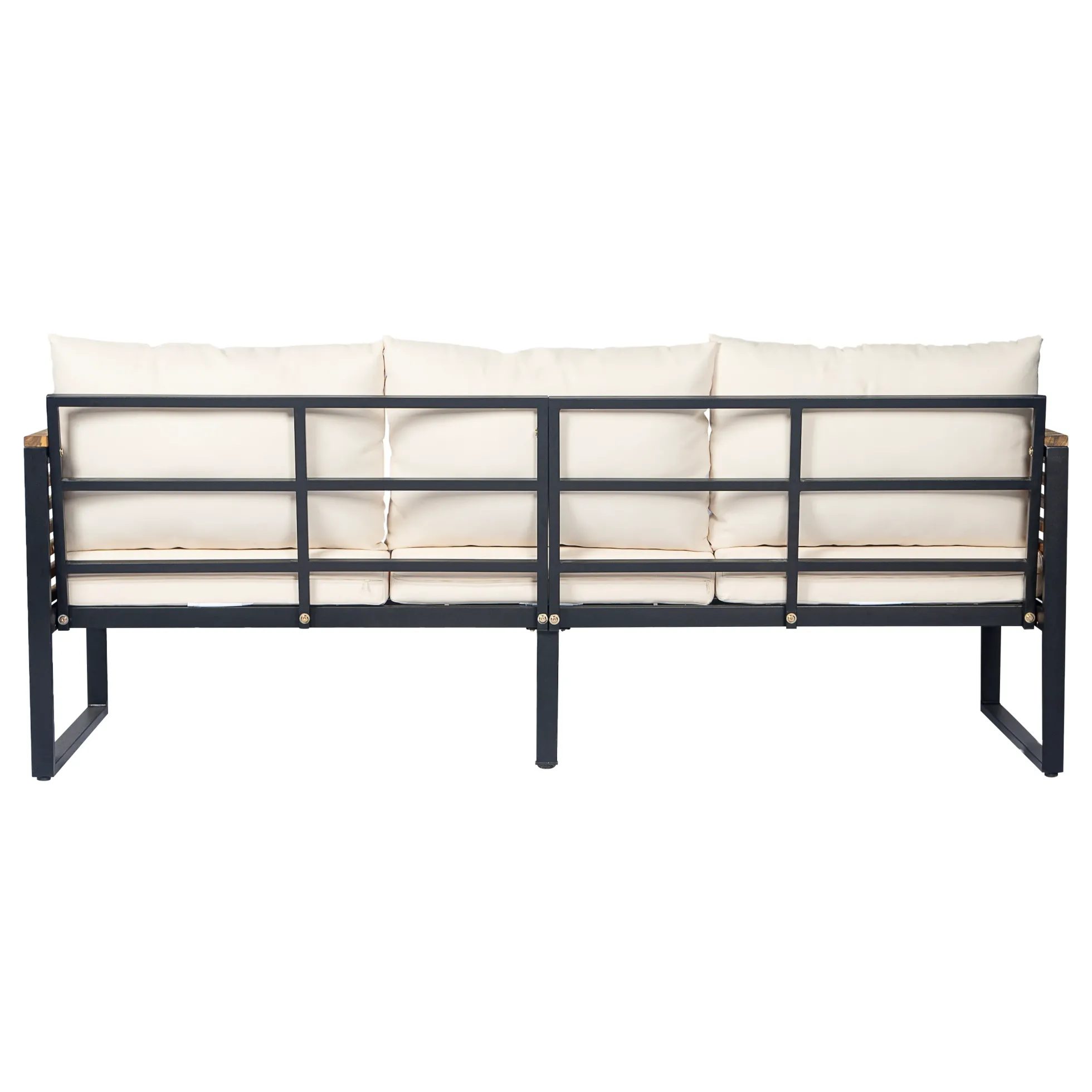 Outdoor Patio 3-piece Acacia Wood and Metal Sofa Set