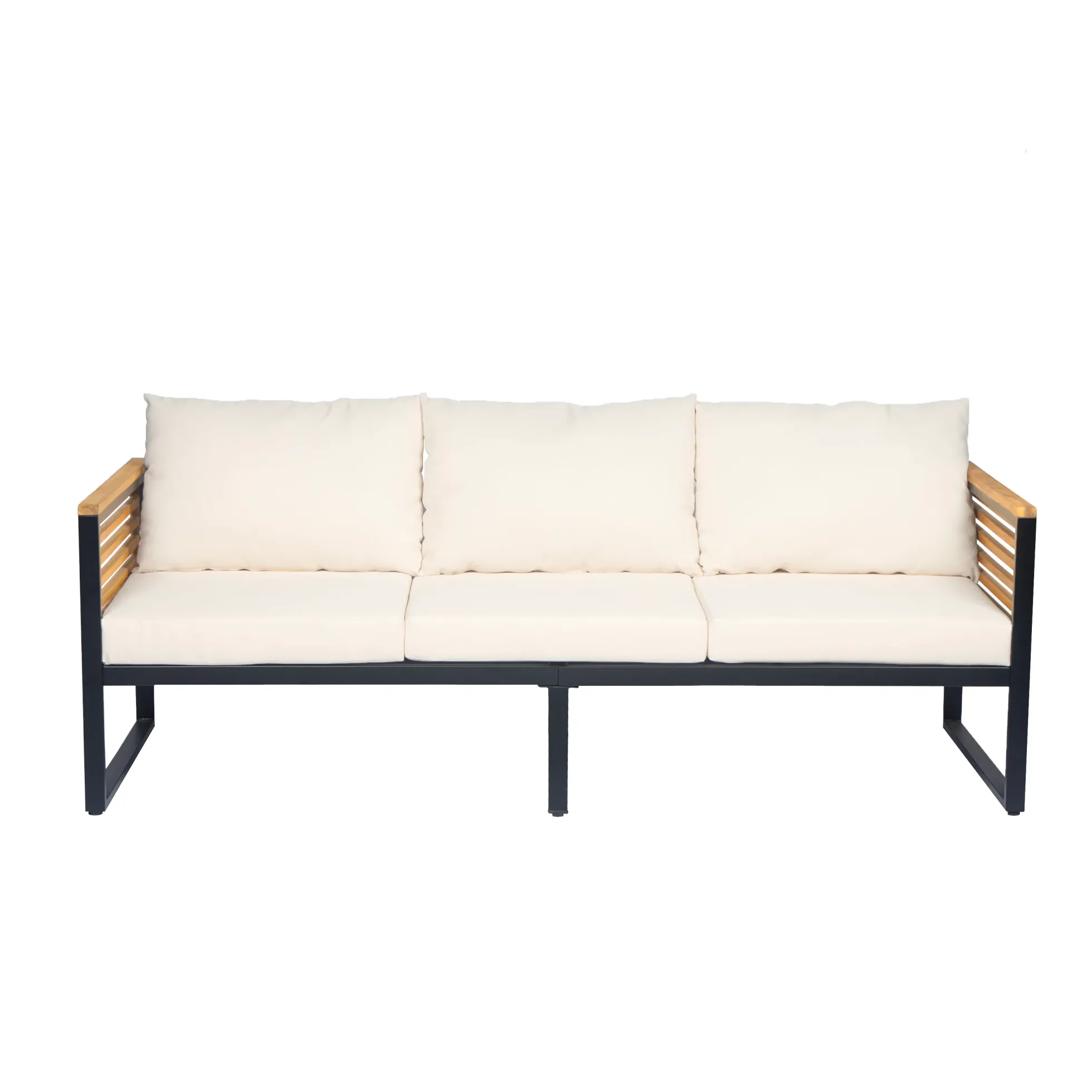 Outdoor Patio 3-piece Acacia Wood and Metal Sofa Set