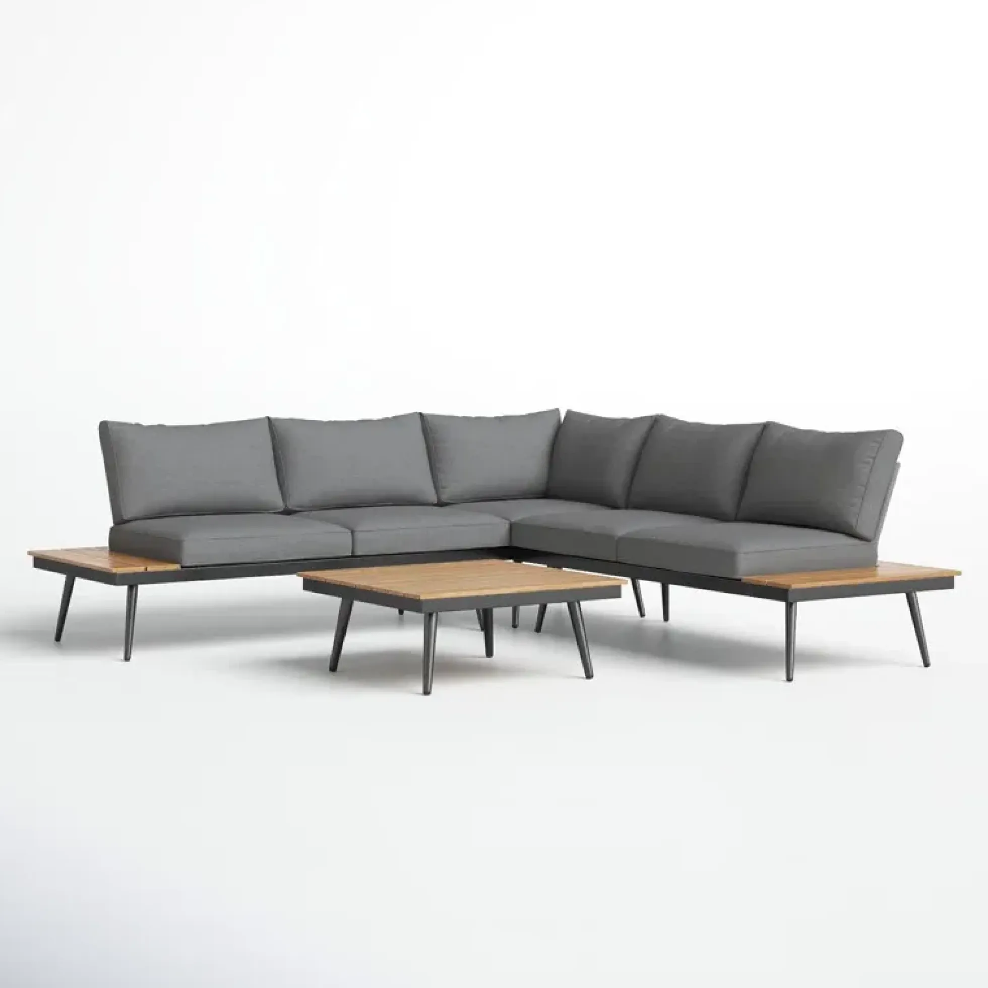 Outdoor Patio Sectional Sofa with Cushions & Table Set