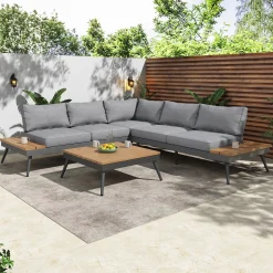 Outdoor Patio Sectional Sofa with Cushions & Table Set
