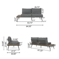 Outdoor Patio Sectional Sofa with Cushions & Table Set