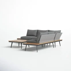 Outdoor Patio Sectional Sofa with Cushions & Table Set