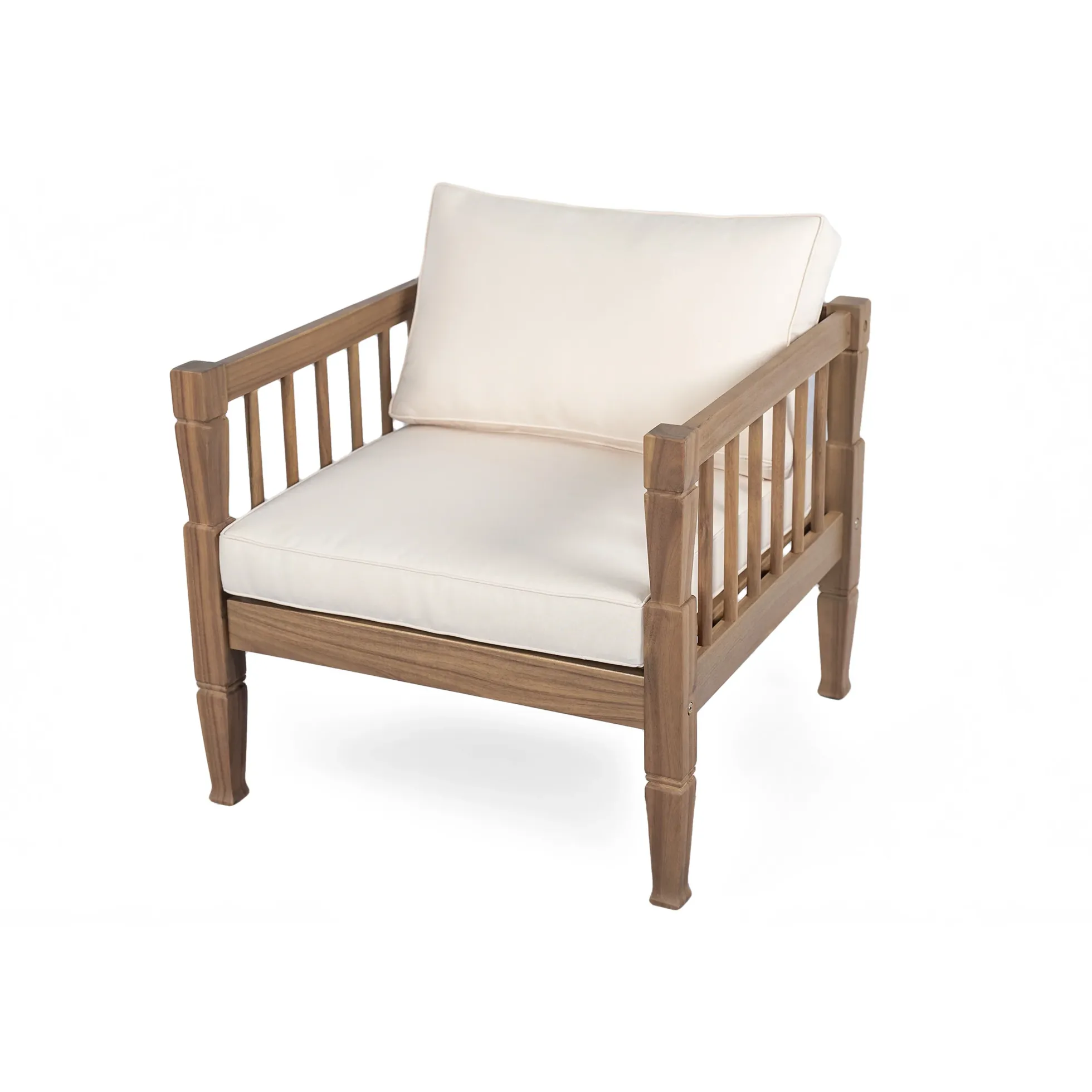 Outdoor Patio Wood 4-Piece Furniture Set with Coffee Table & Cushions