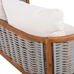 Outdoor Patio Woven Rope Tub Design 4 Seat Sofa Set with Soft Cushions & Table