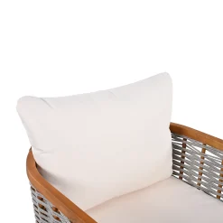 Outdoor Patio Woven Rope Tub Design 4 Seat Sofa Set with Soft Cushions & Table