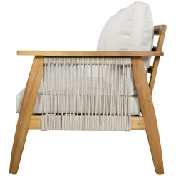 Outdoor 4pc Acacia Wood and Rope Sectional Patio Corner Set