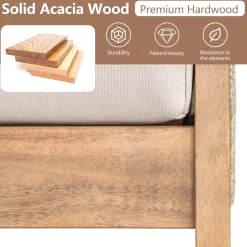 Outdoor 4pc Acacia Wood and Rope Sectional Patio Corner Set