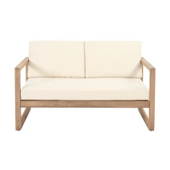 Outdoor Teak Wood Loveseat and Coffee Table Set with Cushions