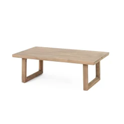 Outdoor Teak Wood Loveseat and Coffee Table Set with Cushions