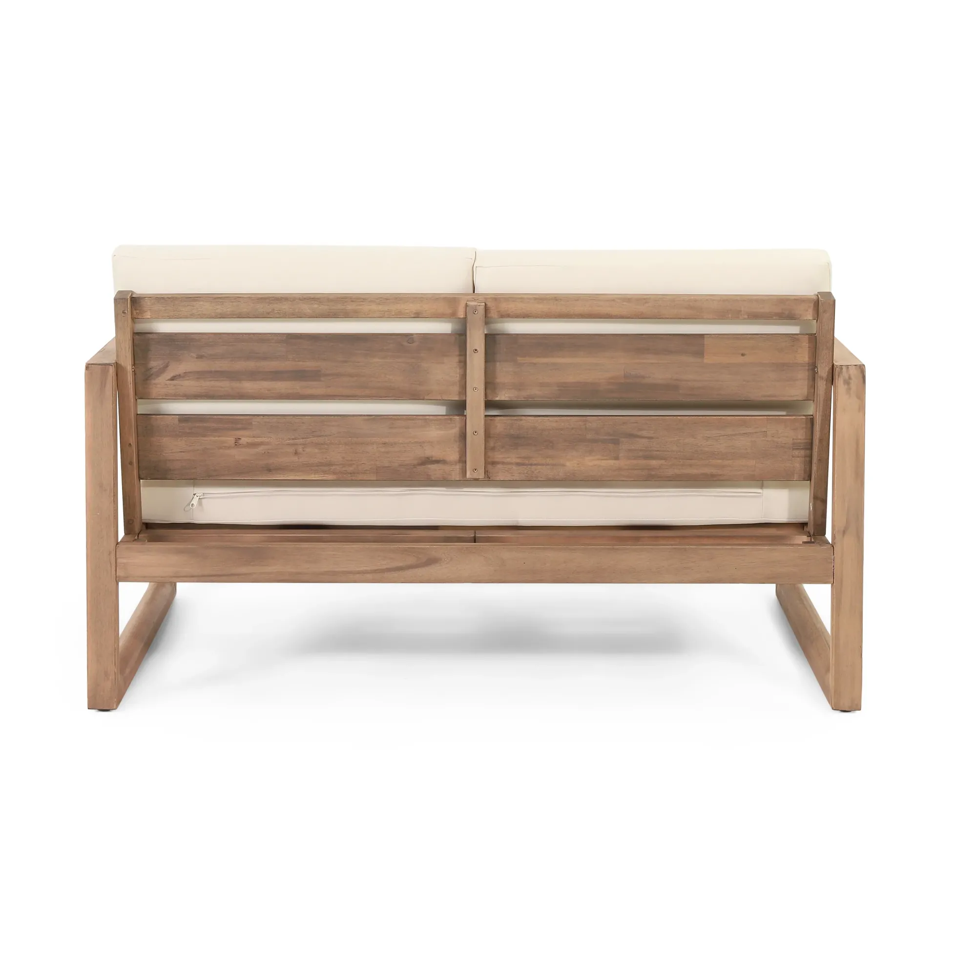 Outdoor Teak Wood Loveseat and Coffee Table Set with Cushions