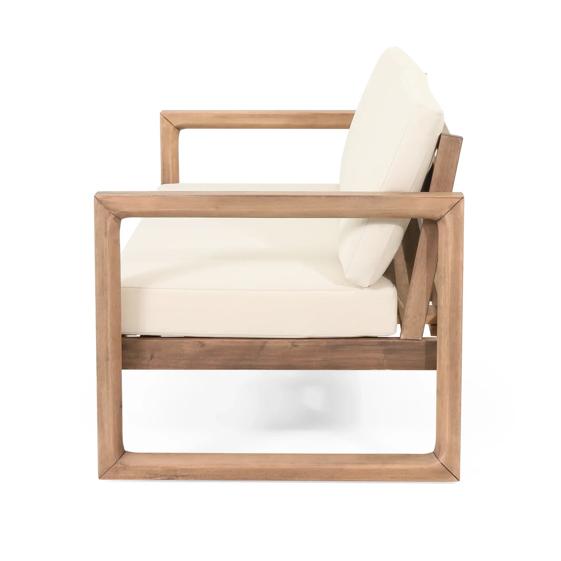Outdoor Teak Wood Loveseat and Coffee Table Set with Cushions