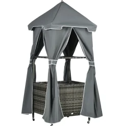Outdoor Wicker Covered Poolside Towel Holder Rack with Storage