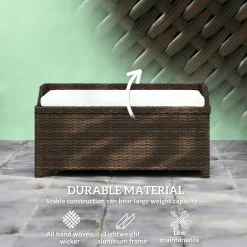 Outdoor Wicker Storage Bench with Cushion