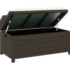 Outdoor Wicker Storage Bench with Cushion