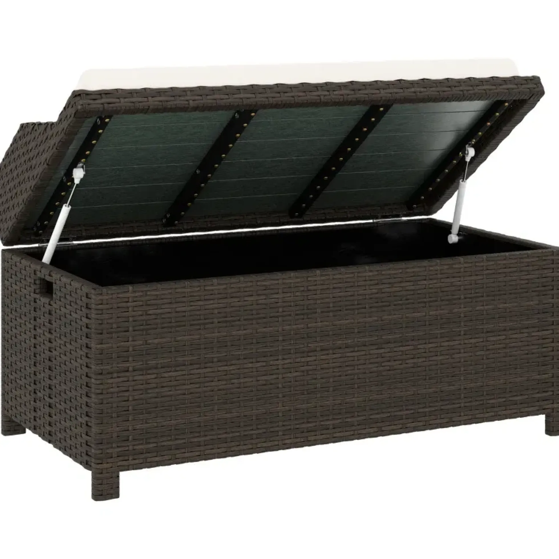Outdoor Wicker Storage Bench with Cushion