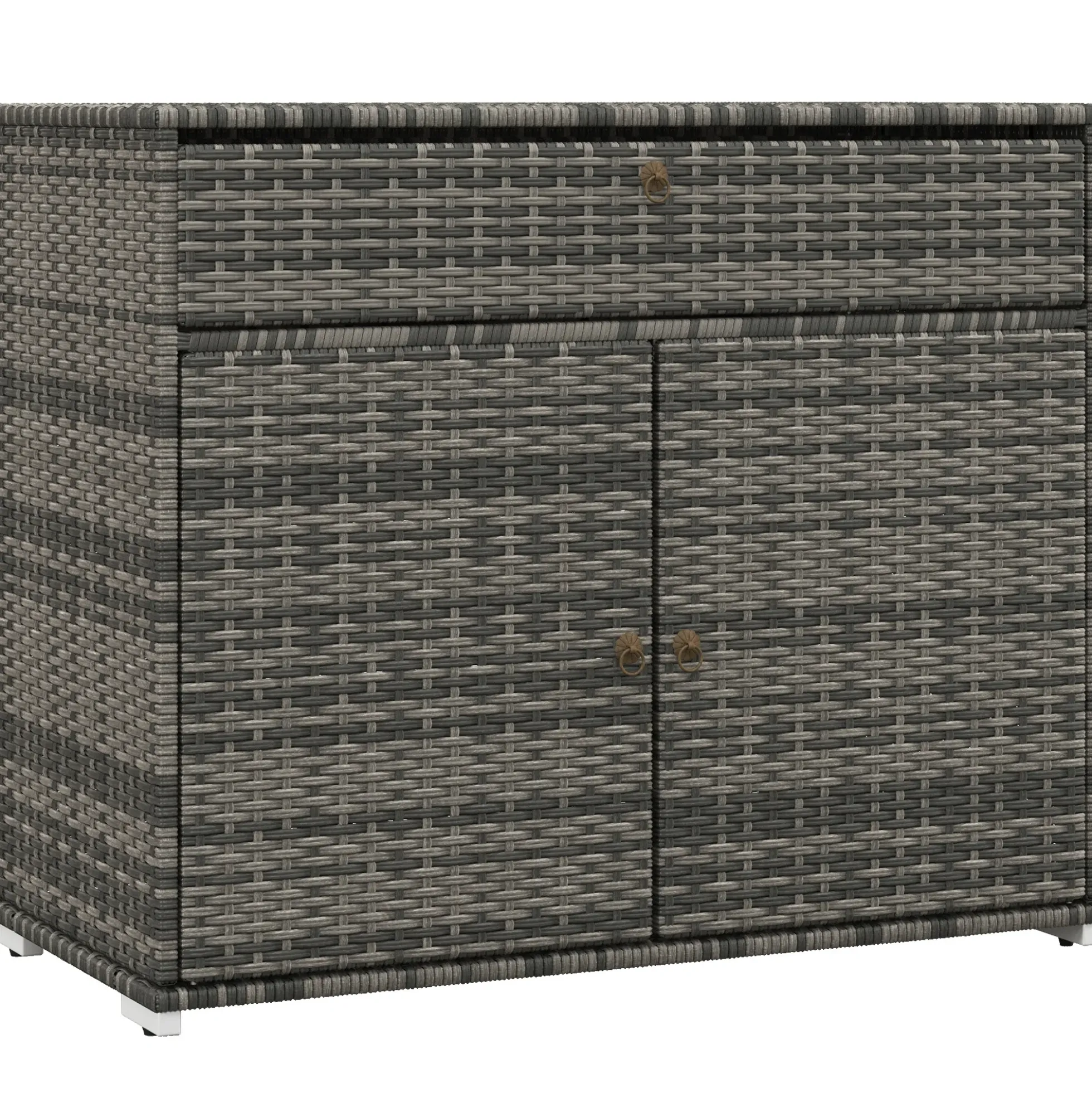 Outdoor Wicker Towel Rack Cabinet Storage with Drawer