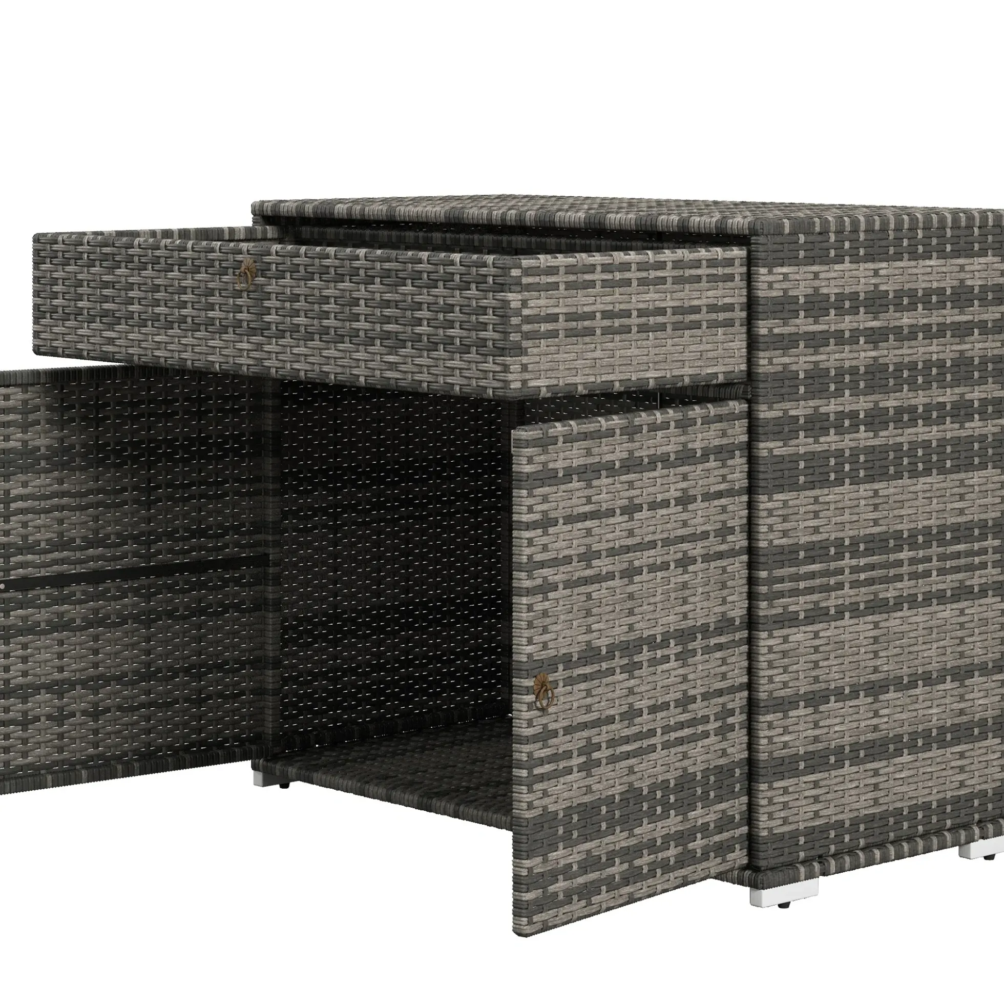 Outdoor Wicker Towel Rack Cabinet Storage with Drawer