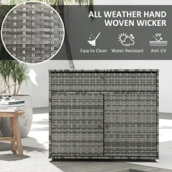 Outdoor Wicker Towel Rack Cabinet Storage with Drawer