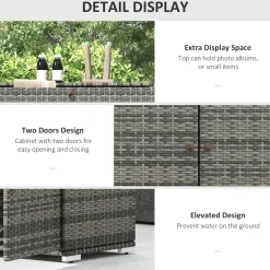 Outdoor Wicker Towel Rack Cabinet Storage with Drawer